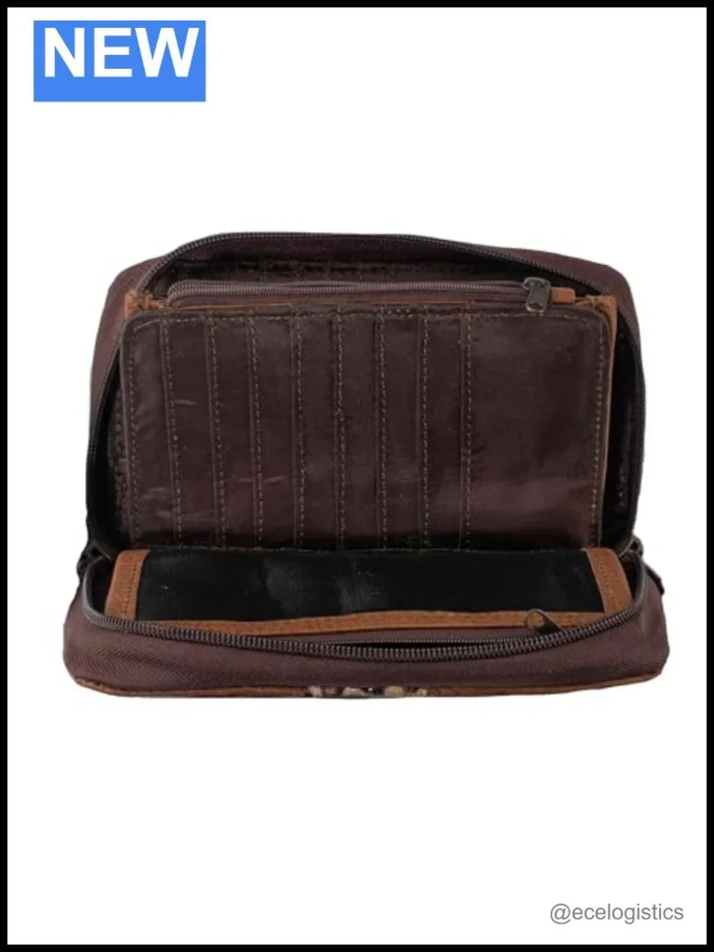 Genuine Full Grain Leather Multifunctional Travel Organizer Clutch Wristlet